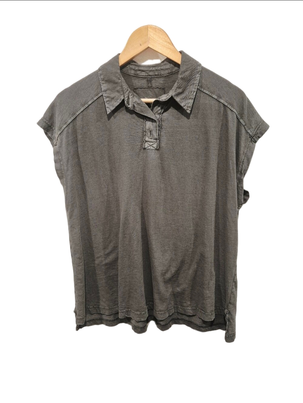Aerie Happiest Oversized Polo Gray Shirt
